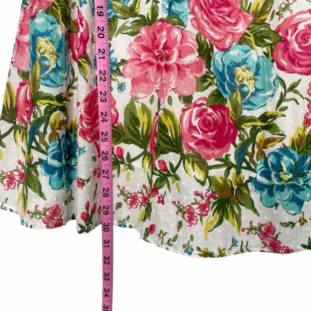 JM Collection 100% Cotton Floral Skirt Size 12 Flowers Girly Feminine Classic